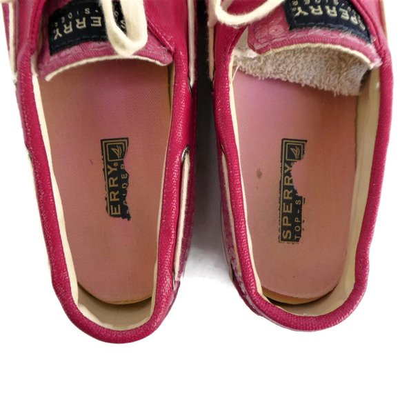 Sperry Boat Shoes Hot Pink Clear Sequin Biscayne Top Sider Flats 7.5 - Picture 5 of 8